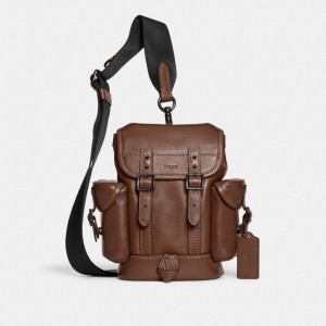 leather/Dark Saddle Coach Hitch 13 Men Backpacks | 520MSEIKQ