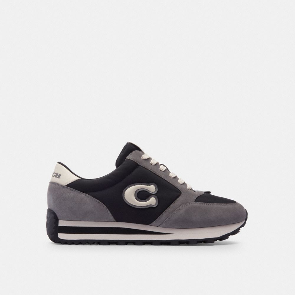 Black/Heather Grey Coach Runner Men Sneakers | 271WPRMKX