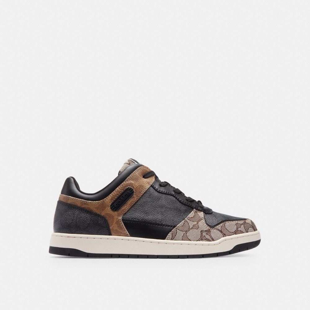 Black/Maple Coach C201 In Signature Men Sneakers | 702IGOQPX