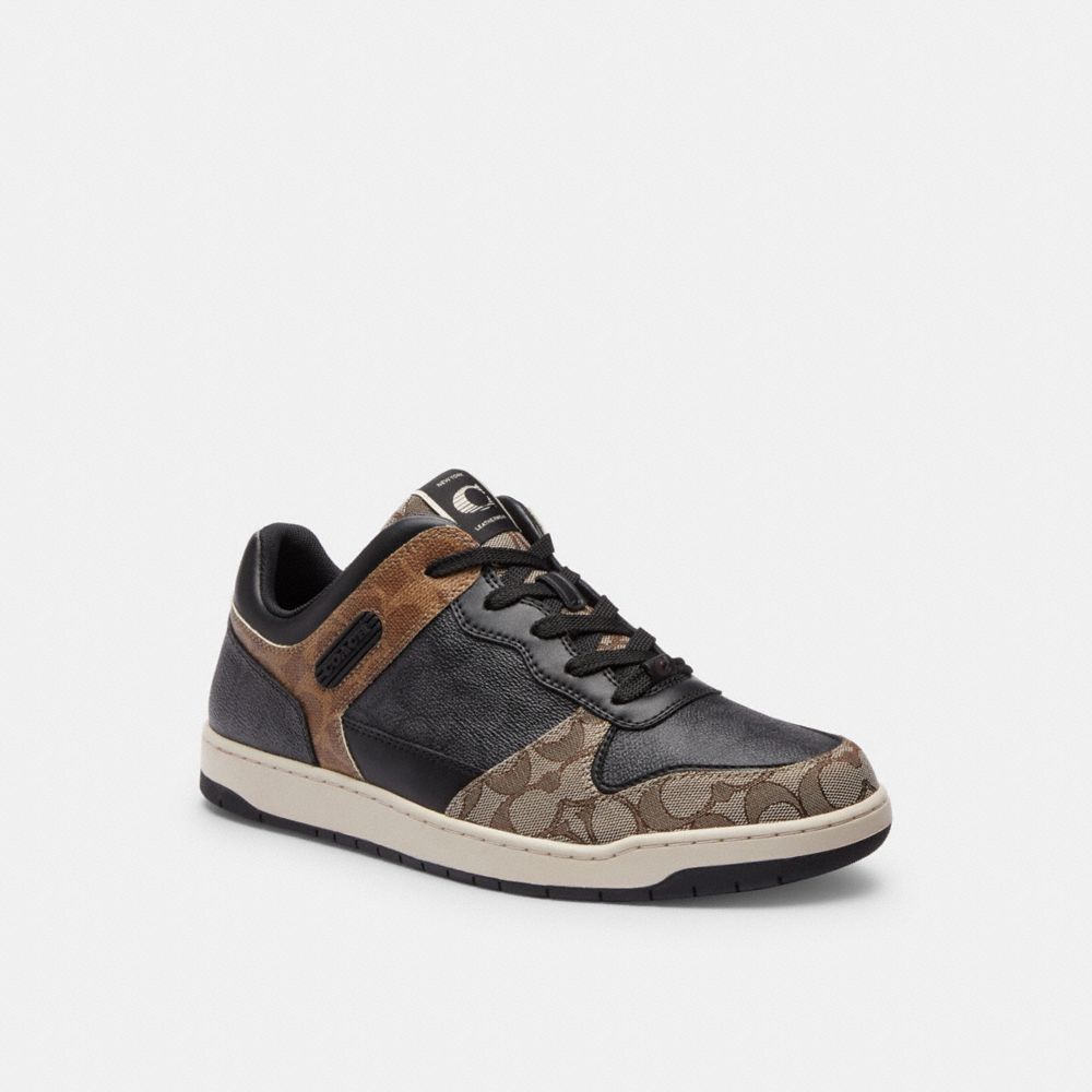 Black/Maple Coach C201 In Signature Men Sneakers | 702IGOQPX