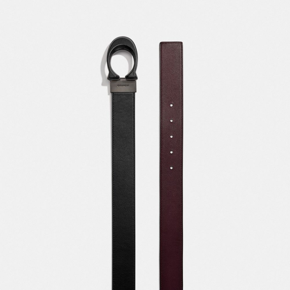 Black/Ox Blood Coach Signature Buckle Cut To Size Reversible Belt, 38 Mm Men Belts | 357IROUWS