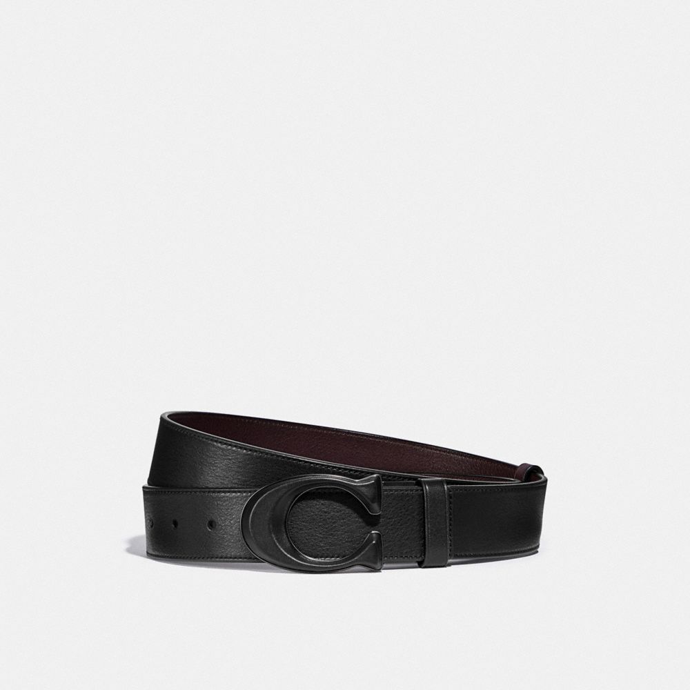 Black/Ox Blood Coach Signature Buckle Cut To Size Reversible Belt, 38 Mm Men Belts | 357IROUWS