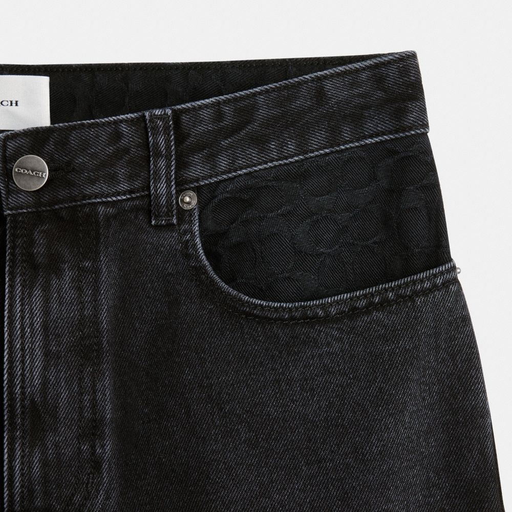 Black Coach Black Taper Jeans In Organic Cotton Men Tops & Bottoms | 624SFVIPH