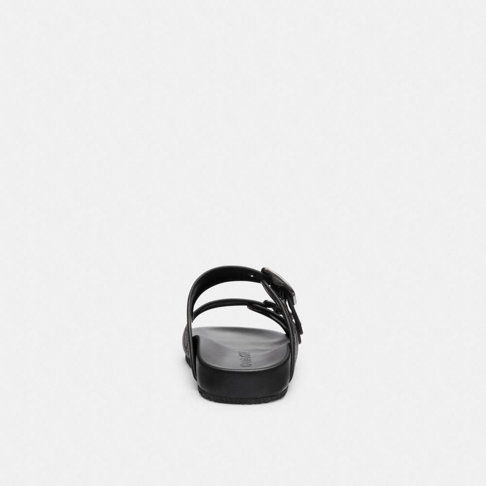 Black Coach Buckle Strap Sandal In Signature Jacquard Men Sandals & Slides | 974XTRBMN