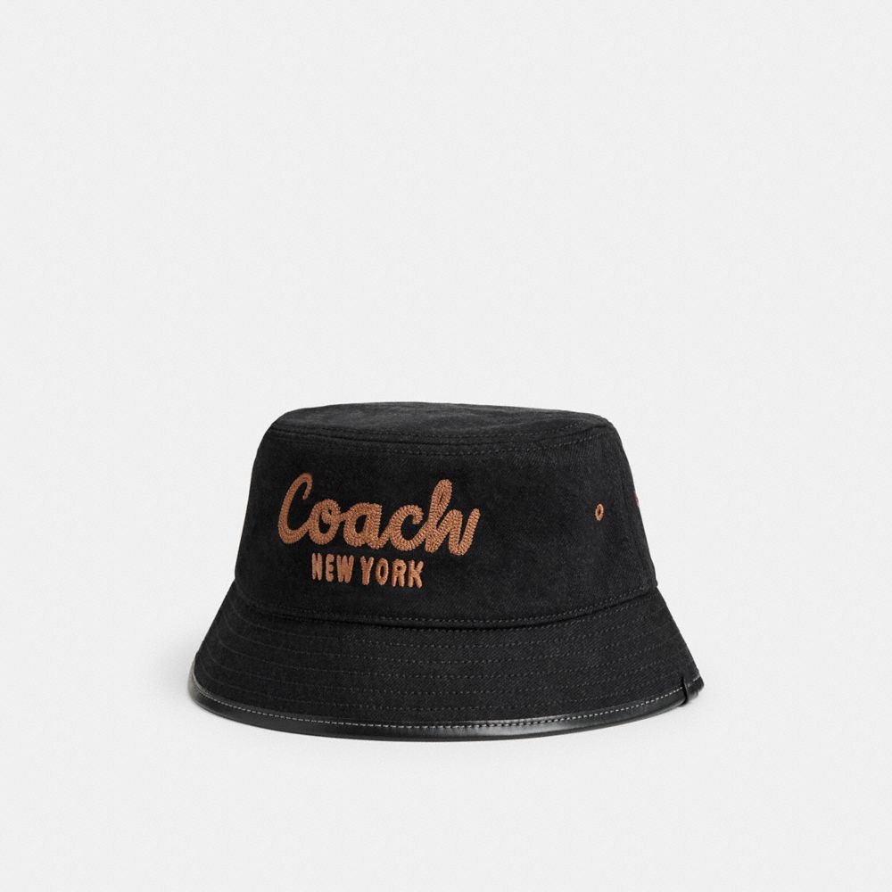 Black Coach Coach 1941 Embroidered Denim Bucket Hat Women Hats Scarves & Gloves | 265PVJLEA