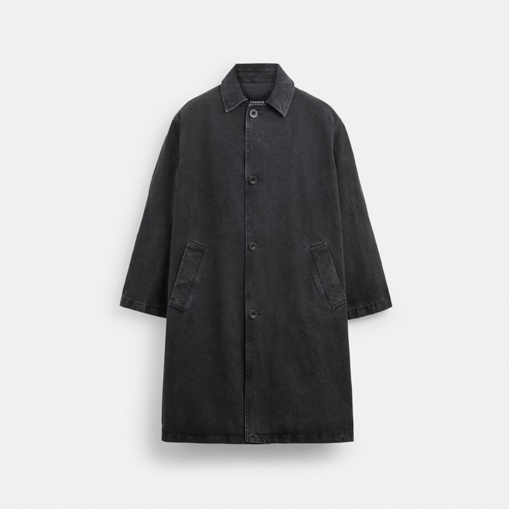 Black Coach Denim Balmaccan In Organic Cotton Men Jackets & Outerwear | 569ICTZFU