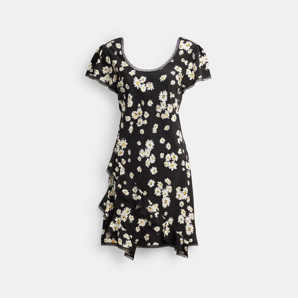 Black Coach Floral Mini Dress Women Dresses | 390LPEODH