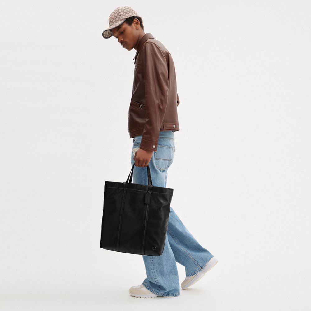 Black Coach Hall Tote Bag Men Totes & Duffles | 804QVLDMN