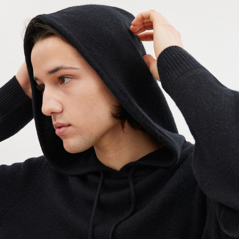 Black Coach Hooded Sweater Men Tops & Bottoms | 703LZCFOW