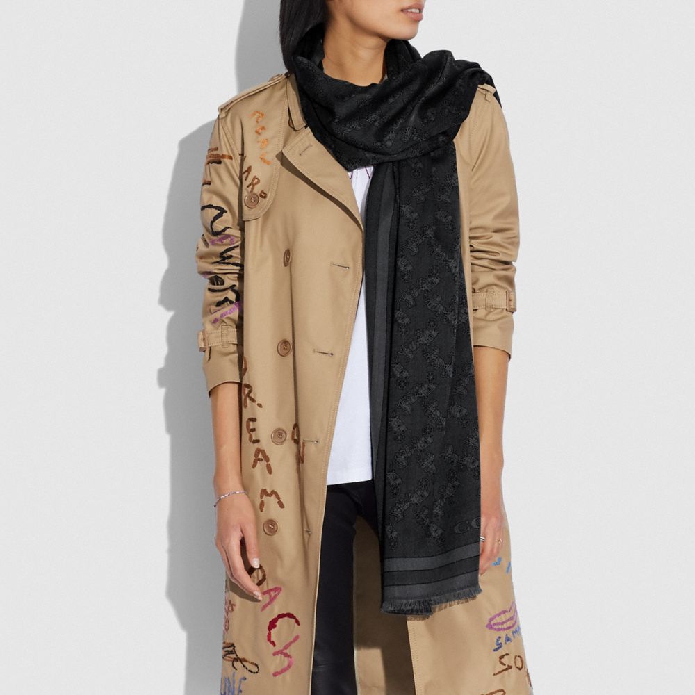 Black Coach Horse And Carriage Print Jacquard Stole Women Hats Scarves & Gloves | 841JYNAZK