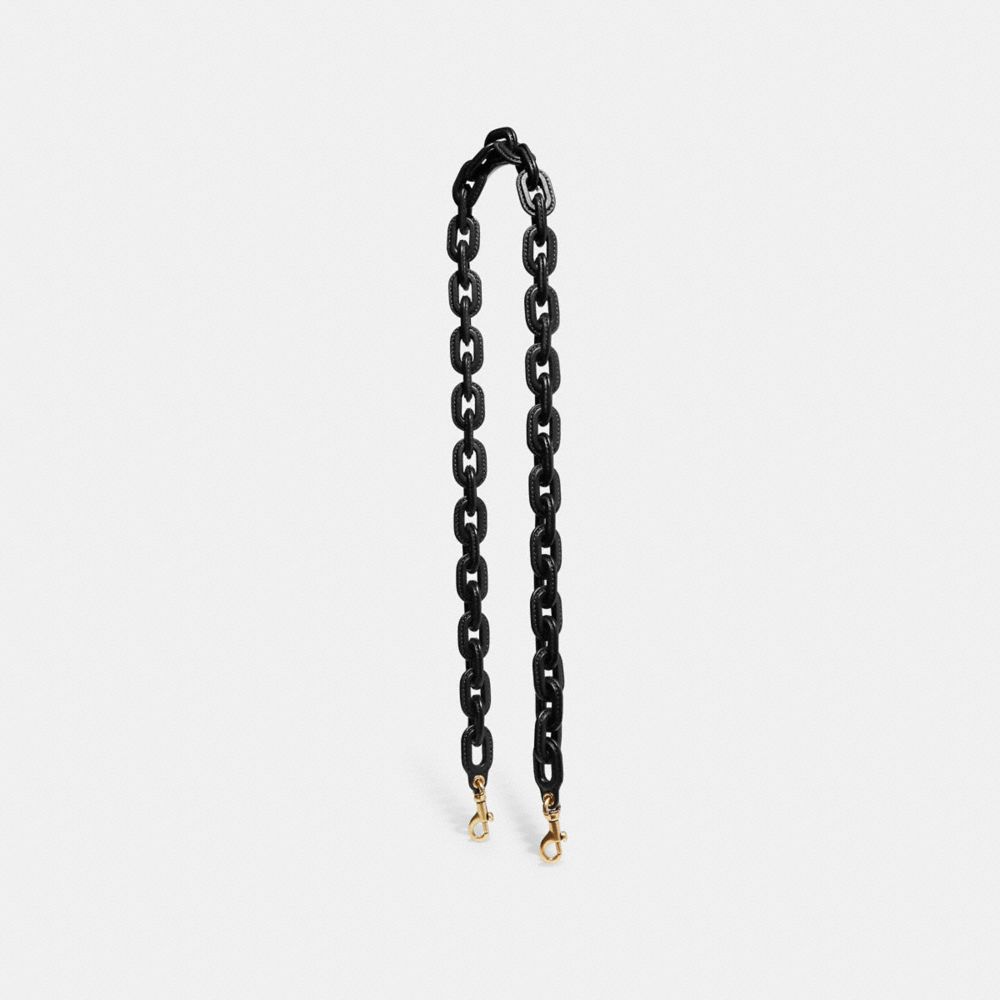 Black Coach Leather Covered Chain Strap Women Straps, Charms, and Keyrings | 067OQRFLP