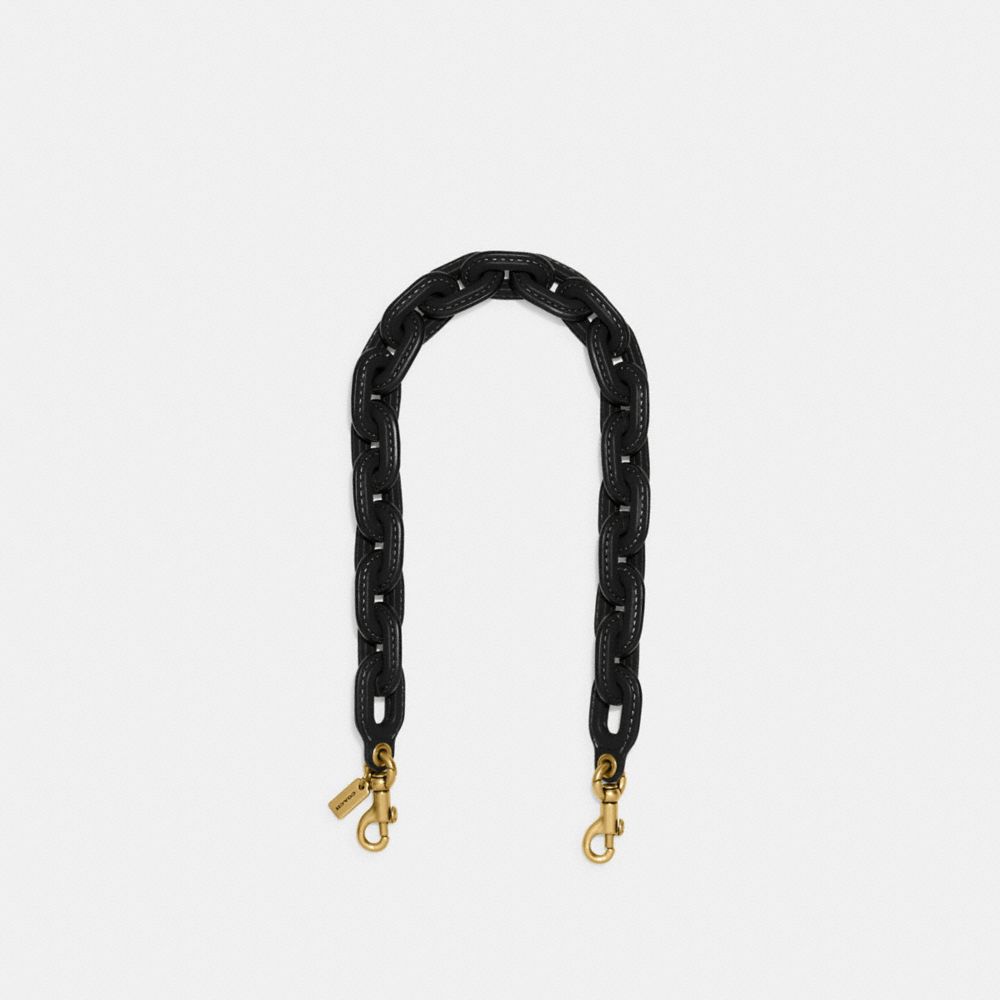 Black Coach Leather Covered Short Chain Strap Women Straps, Charms, and Keyrings | 736TUPLIM