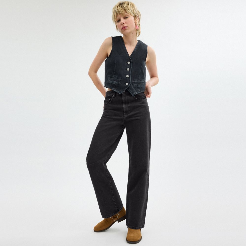 Black Coach Loose Fit Jeans In Organic Cotton Women Bottoms | 531CUZBIL