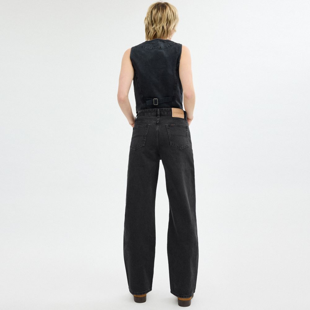 Black Coach Loose Fit Jeans In Organic Cotton Women Bottoms | 531CUZBIL