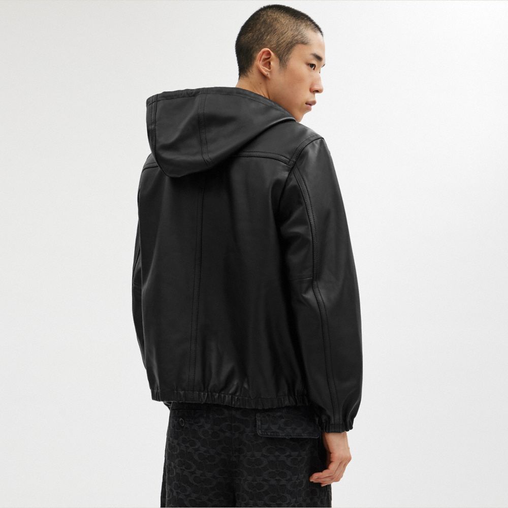 Black Coach Reversible Leather Jacket In Recycled Polyester Men Jackets & Outerwear | 209JLEAKM