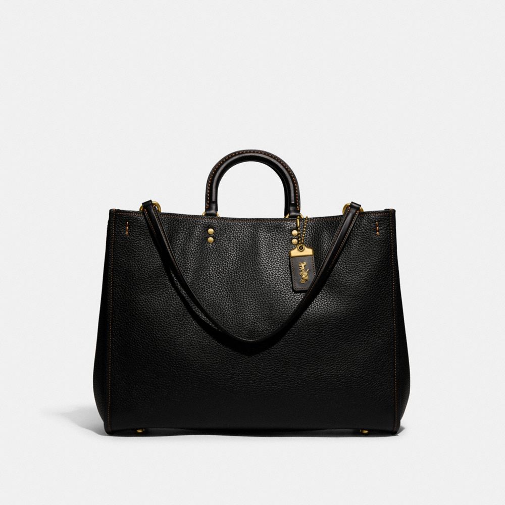 Black Coach Rogue Bag 39 In Regenerative Leather Women Satchels & Top Handles | 541CDJLAW