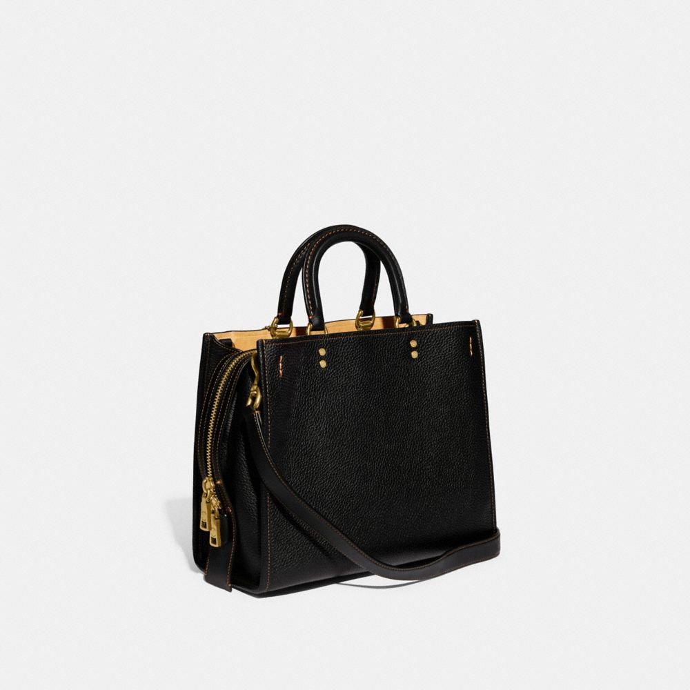 Black Coach Rogue Bag In Regenerative Leather Women Shoulder Bags & Hobos | 390GVKOXT