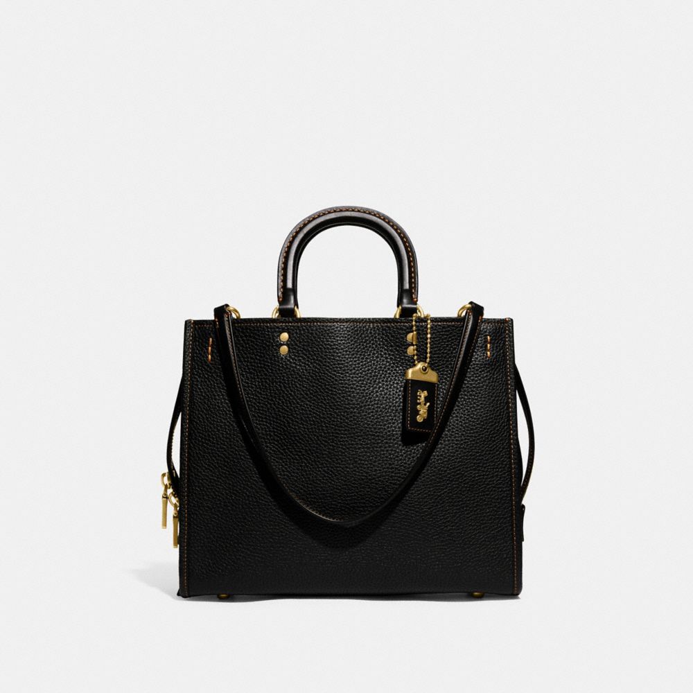 Black Coach Rogue Bag In Regenerative Leather Women Shoulder Bags & Hobos | 390GVKOXT