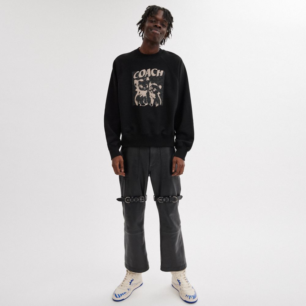 Black Coach The Lil Nas X Drop Signature Cats Crewneck Sweatshirt Men Tops & Bottoms | 316WMVXYK