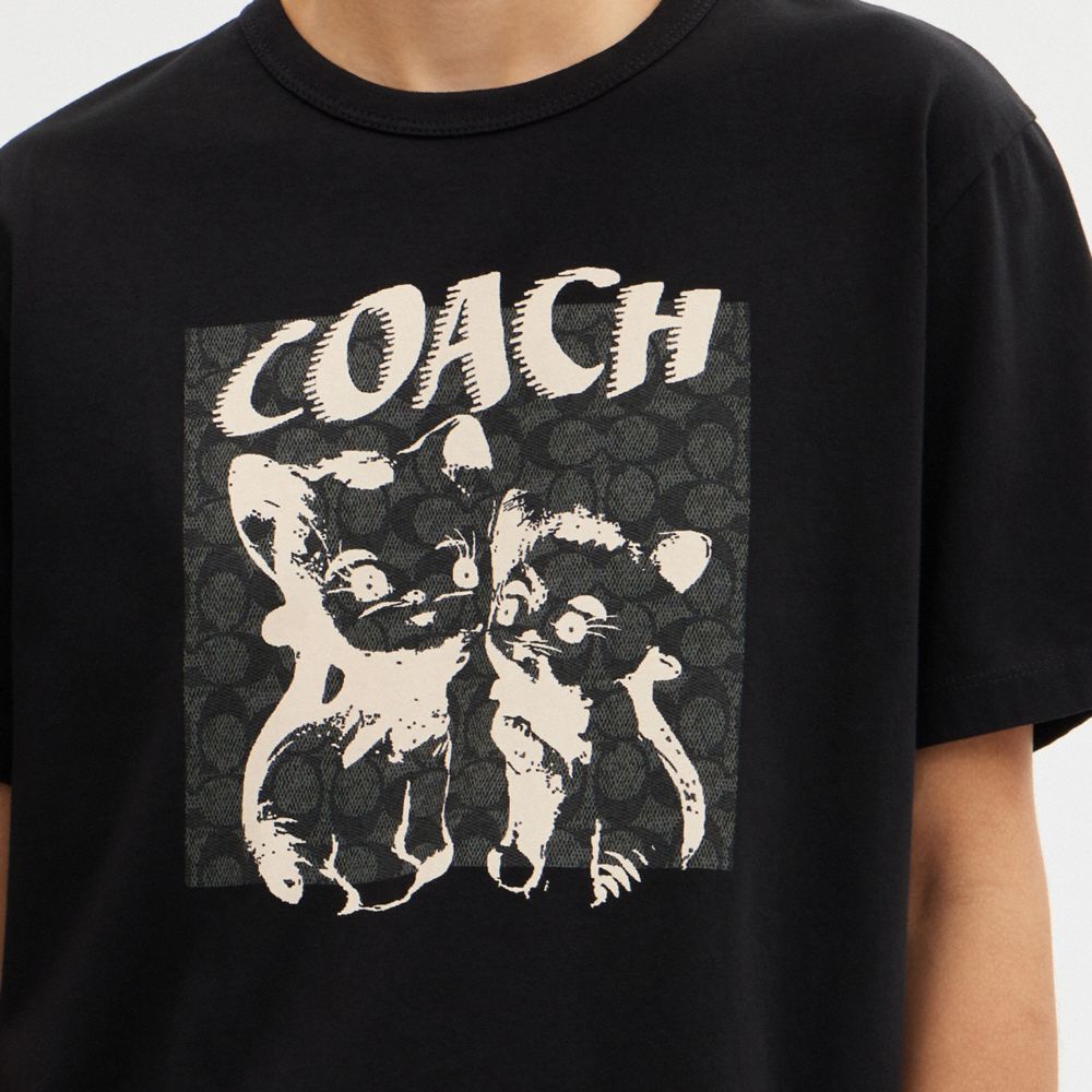 Black Coach The Lil Nas X Drop Signature Cats T Shirt Women Tops | 362OCAXGW