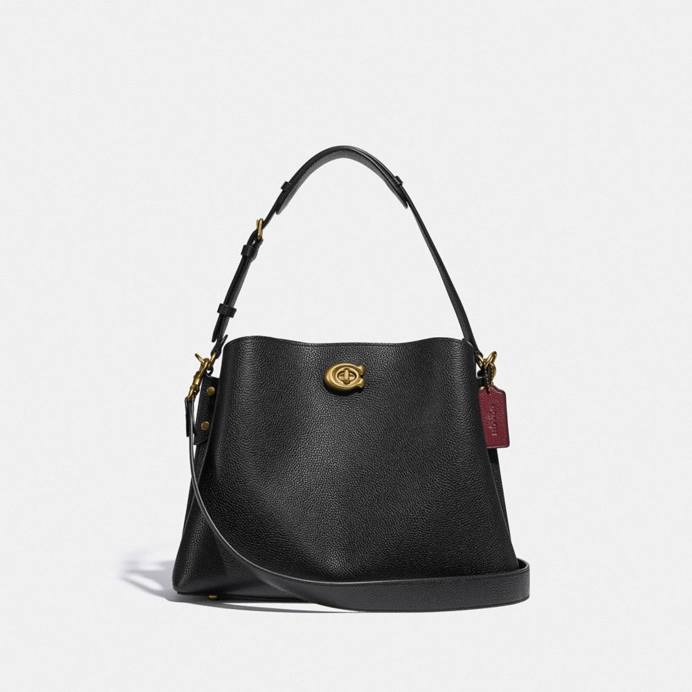 Black Coach Willow Shoulder Bag Women Shoulder Bags & Hobos | 705YPZGFJ