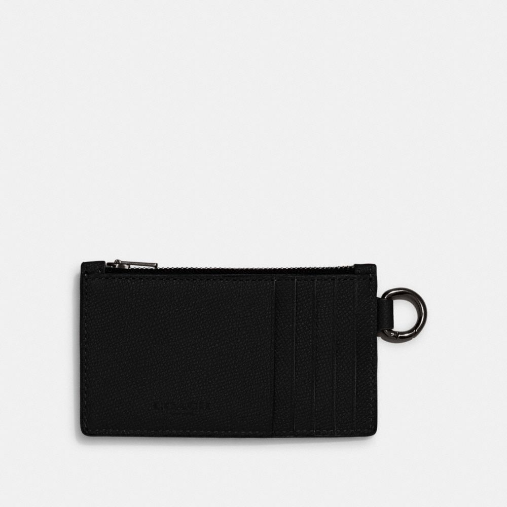 Black Coach Zip Card Case Men Card Cases & Money Clips | 109OXAHCM