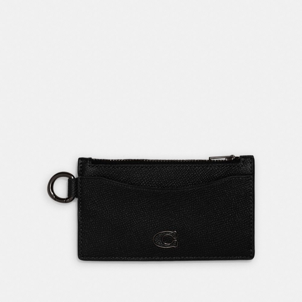 Black Coach Zip Card Case Men Card Cases & Money Clips | 109OXAHCM