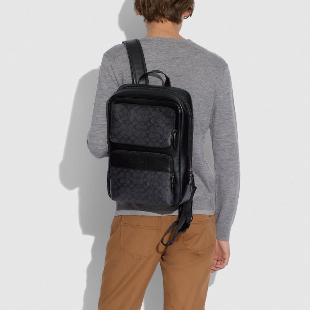 Black Copper / Grey / Black Coach Gotham In Signature Canvas Men Backpacks | 165URECOZ