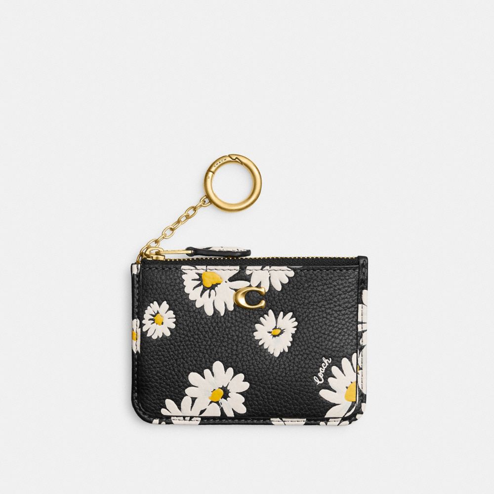 Black Multicolor Coach Mini Skinny Id Case With Floral Print Women Card Cases | 210GMOBZQ