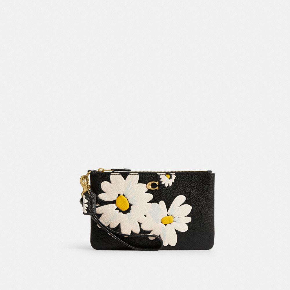 Black Multicolor Coach Small Wristlet With Floral Print Women Wristlets | 329IVDOZK