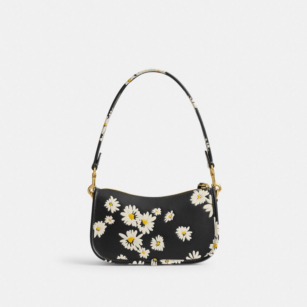 Black Multicolor Coach Swinger Bag 20 With Floral Print Women Shoulder Bags & Hobos | 529ZEKMLC