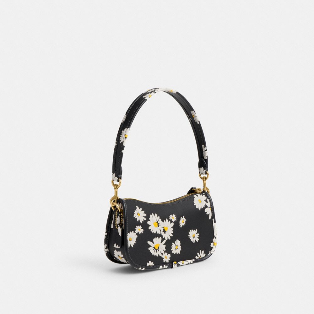 Black Multicolor Coach Swinger Bag 20 With Floral Print Women Shoulder Bags & Hobos | 529ZEKMLC