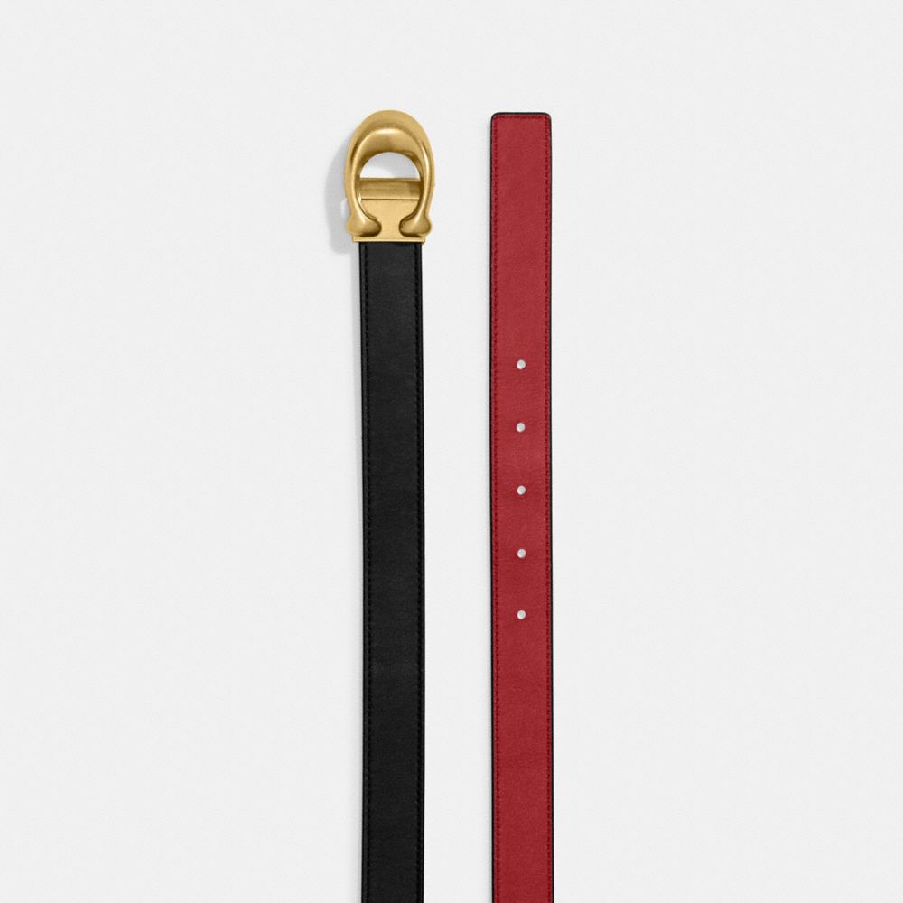 Black Red Coach Sculpted C Buckle Cut To Size Reversible Belt, 25 Mm Women Belts | 581KUDALH