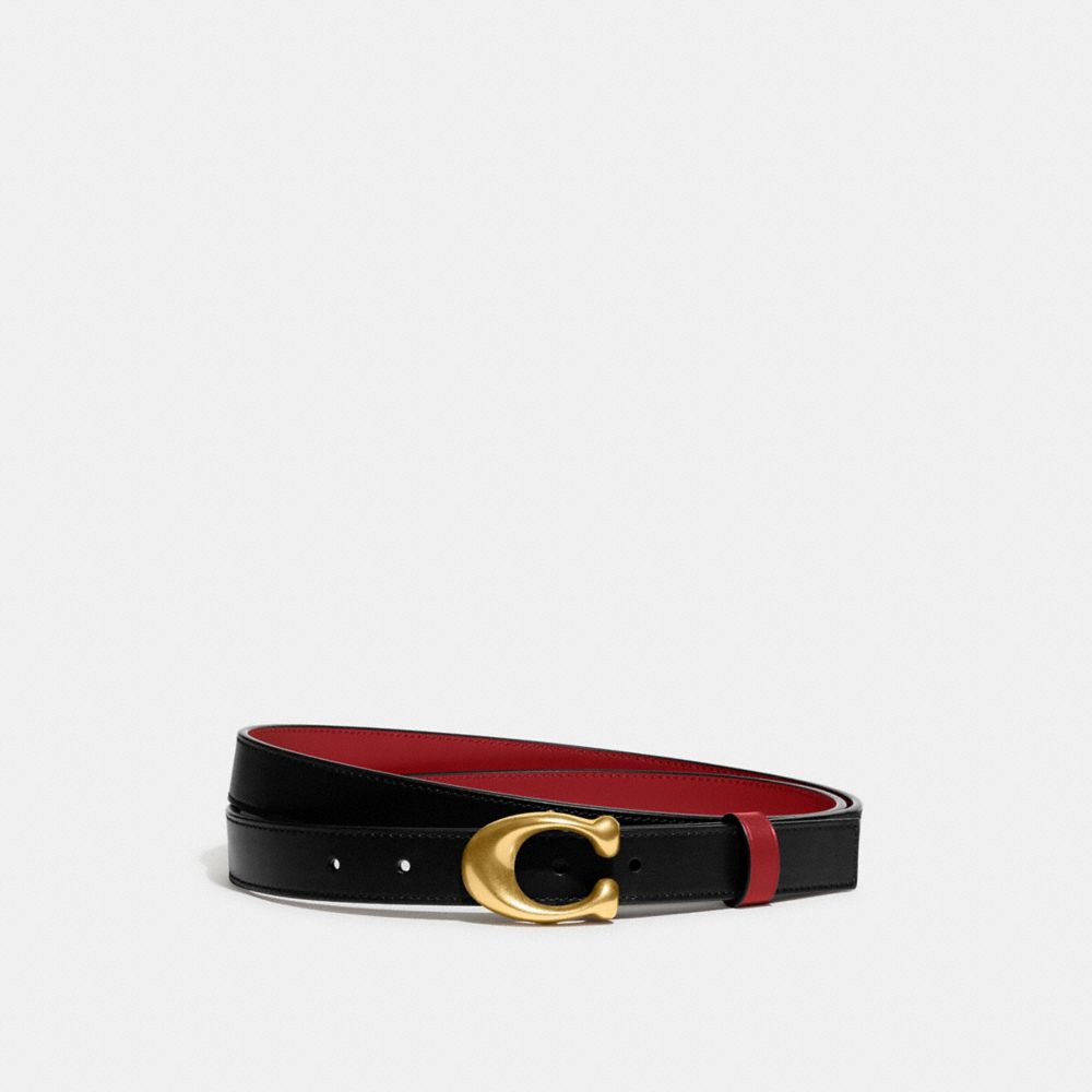 Black Red Coach Sculpted C Buckle Cut To Size Reversible Belt, 25 Mm Women Belts | 581KUDALH