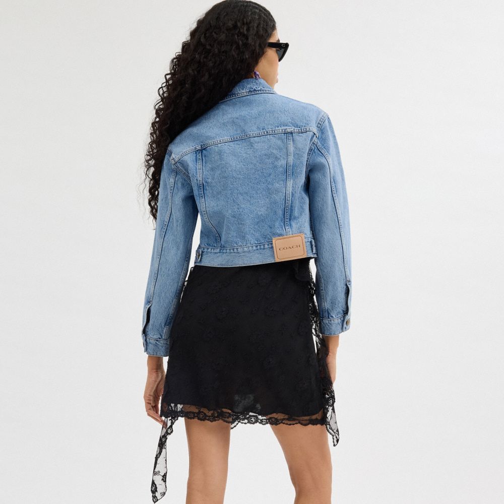 Blue Coach Denim Crop Jacket In Organic Cotton Women Jackets & Outerwear | 084WXRZYD