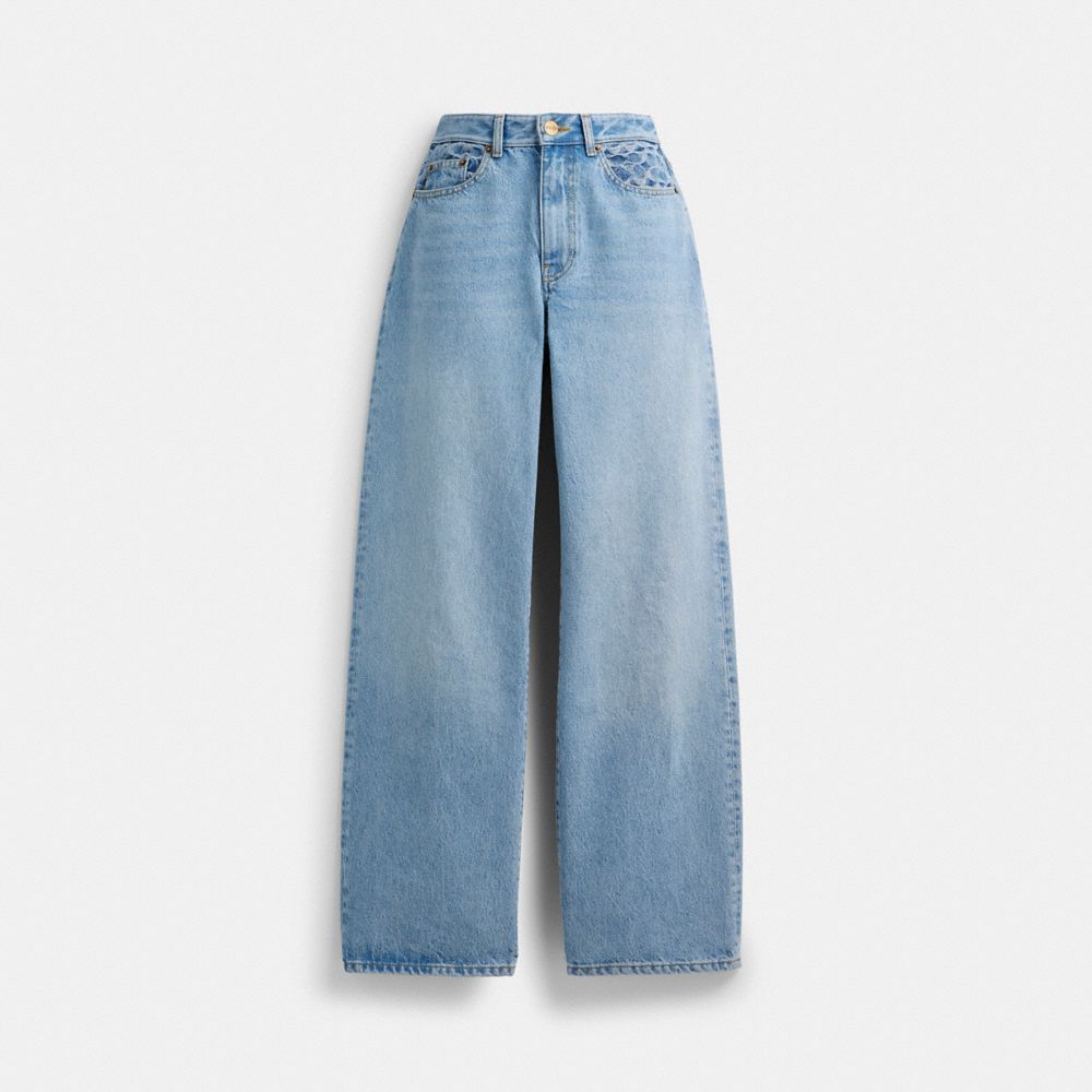 Blue Coach Loose Fit Jeans Women Bottoms | 682ECUPBT