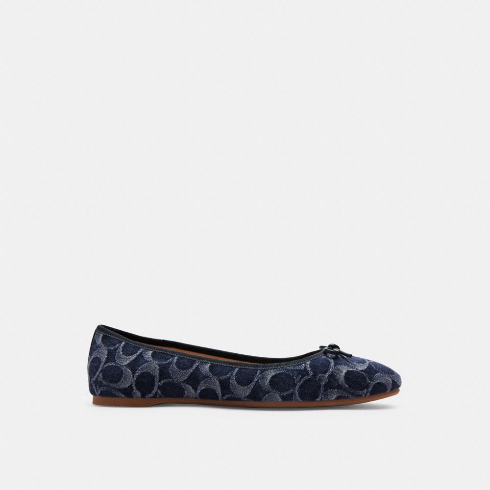 Blue Denim Coach Abigail Flat In Signature Denim Women Flats & Loafers | 012PFQLCN