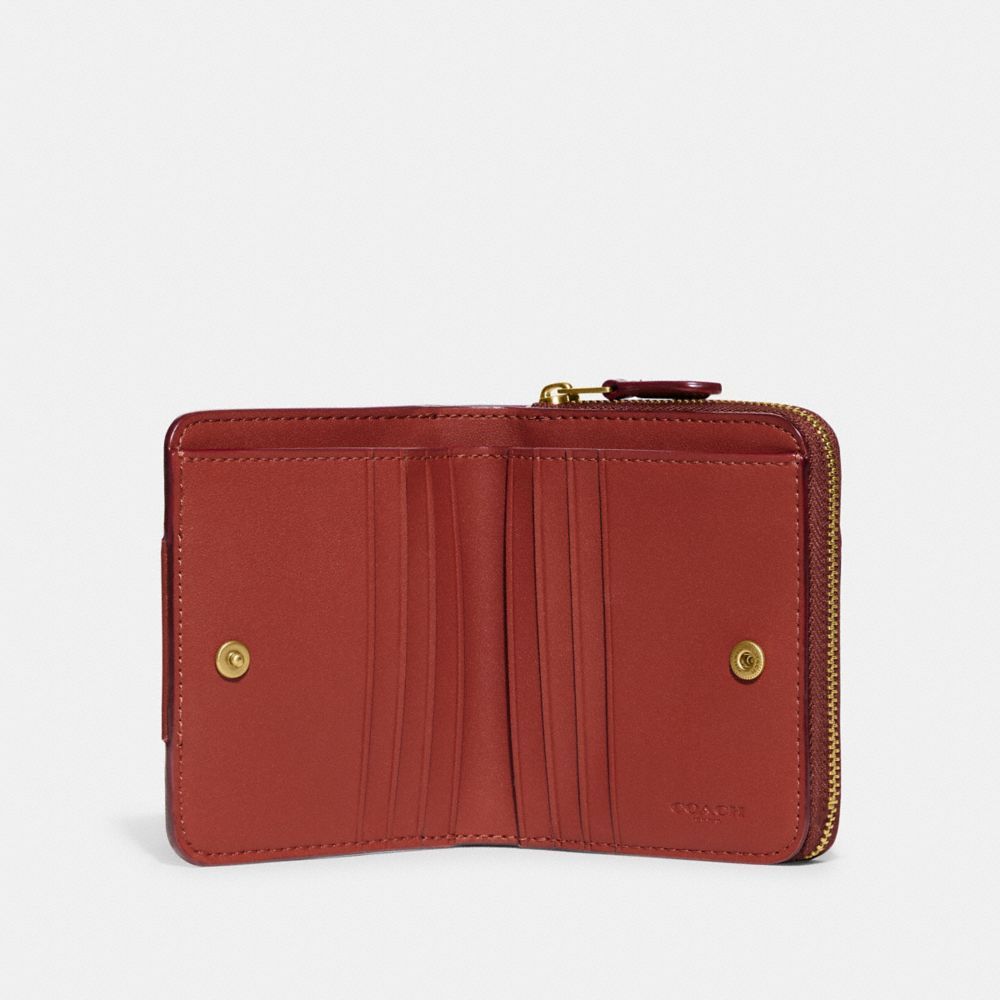 Brown / Red Coach Billfold Wallet In Colorblock Signature Canvas Women Small Wallets | 917XVQSWF