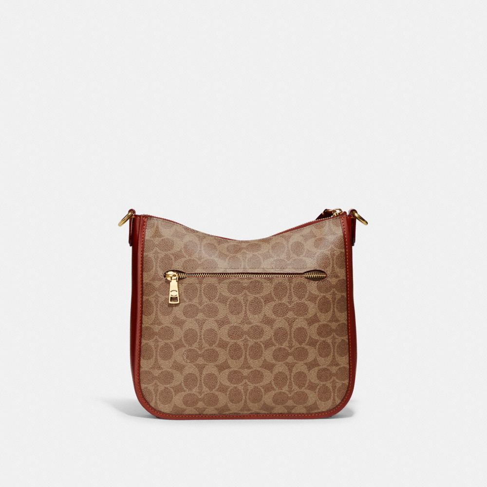 Brown / Red Coach Chaise Crossbody Bag In Signature Canvas Women Crossbody Bags | 745GZBENT