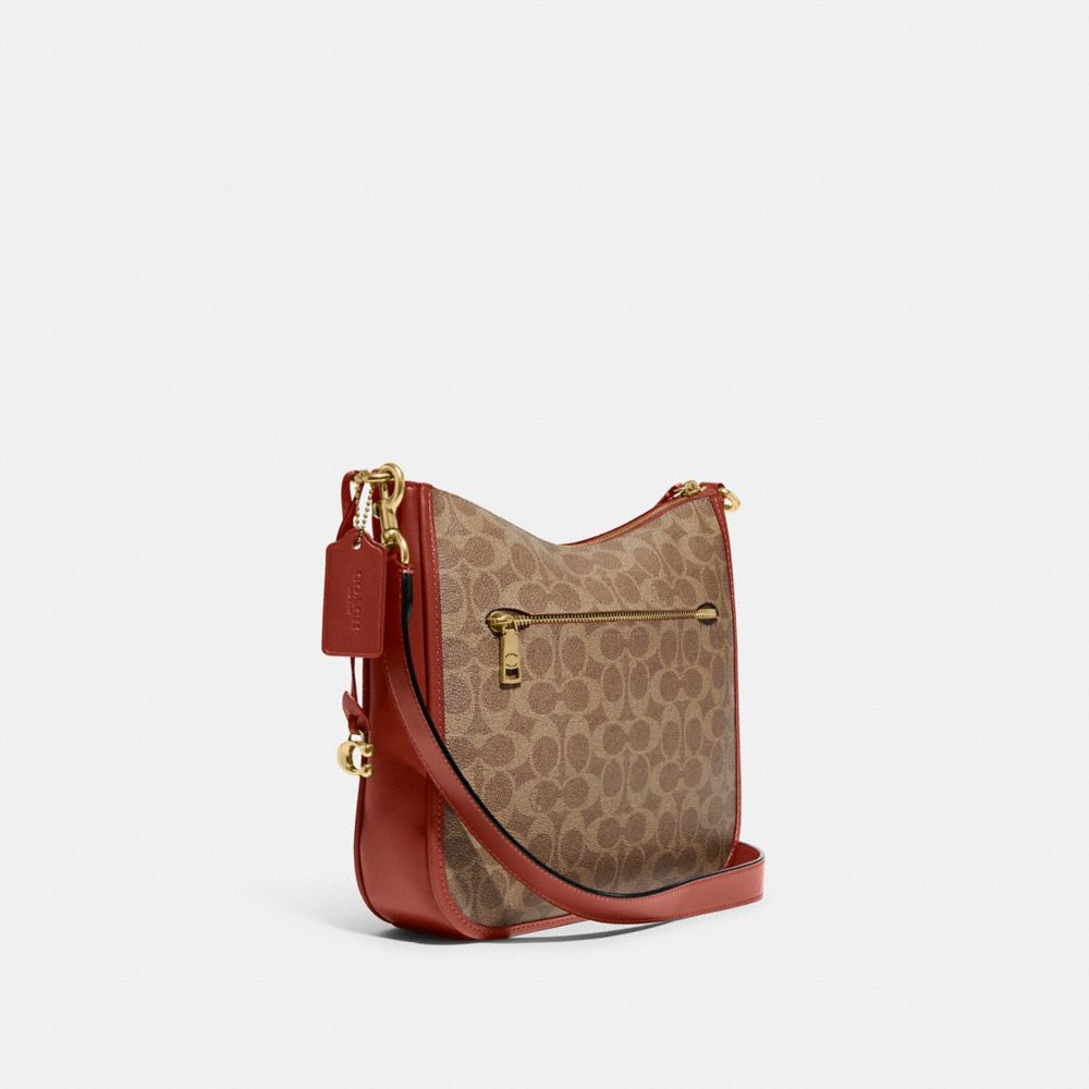 Brown / Red Coach Chaise Crossbody Bag In Signature Canvas Women Crossbody Bags | 745GZBENT