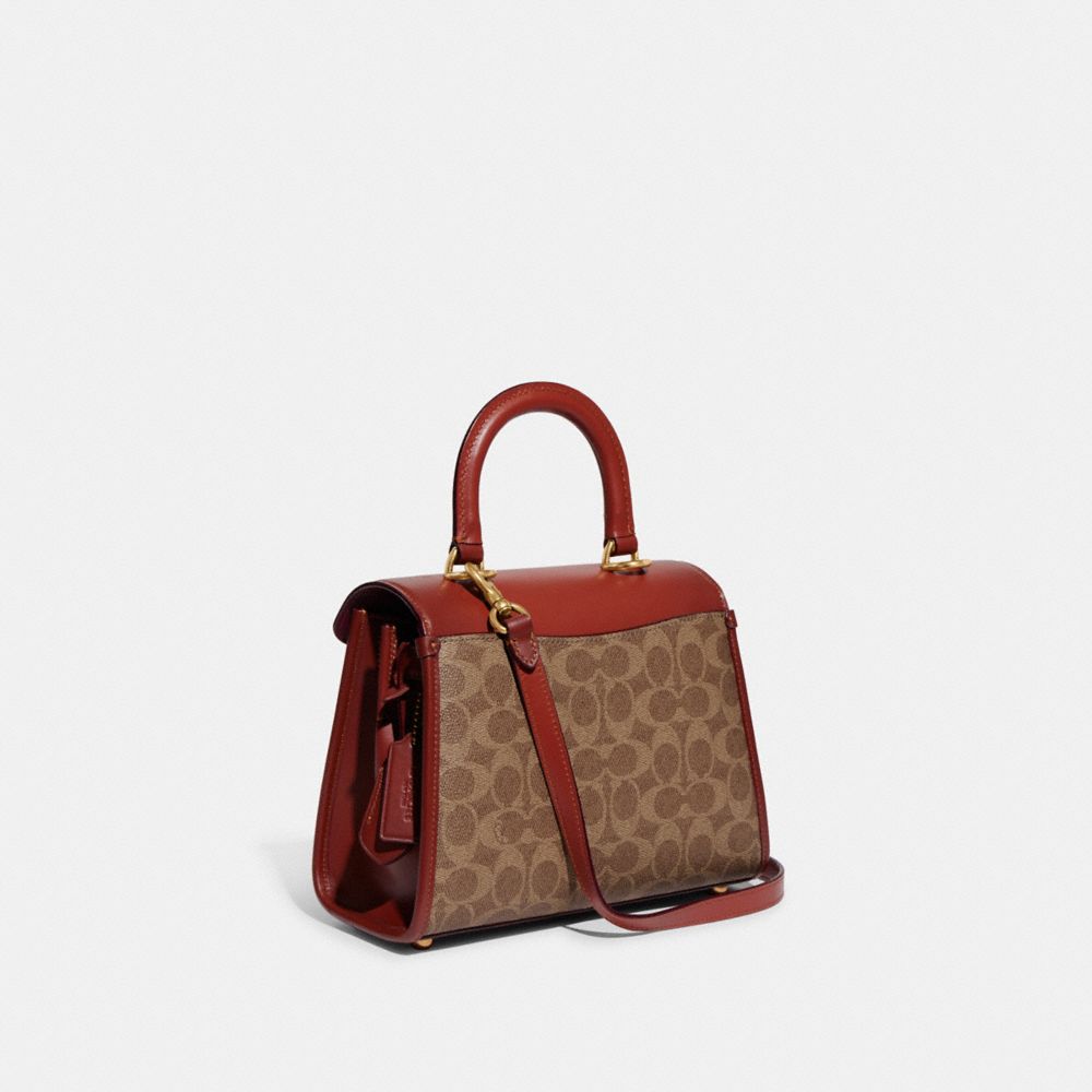 Brown / Red Coach Sammy Top Handle Bag In Signature Canvas Women Crossbody Bags | 753SYDRFJ