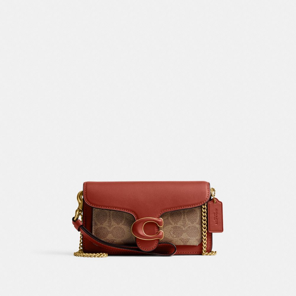 Brown / Red Coach Tabby Crossbody Wristlet In Signature Canvas Women Wristlets | 029IAUTZO