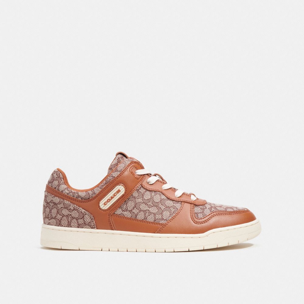 Burnished Amber Coach C201 In Micro Signature Jacquard Men Sneakers | 687ZLFJOA