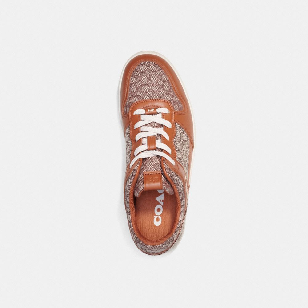 Burnished Amber Coach C201 In Micro Signature Jacquard Men Sneakers | 687ZLFJOA