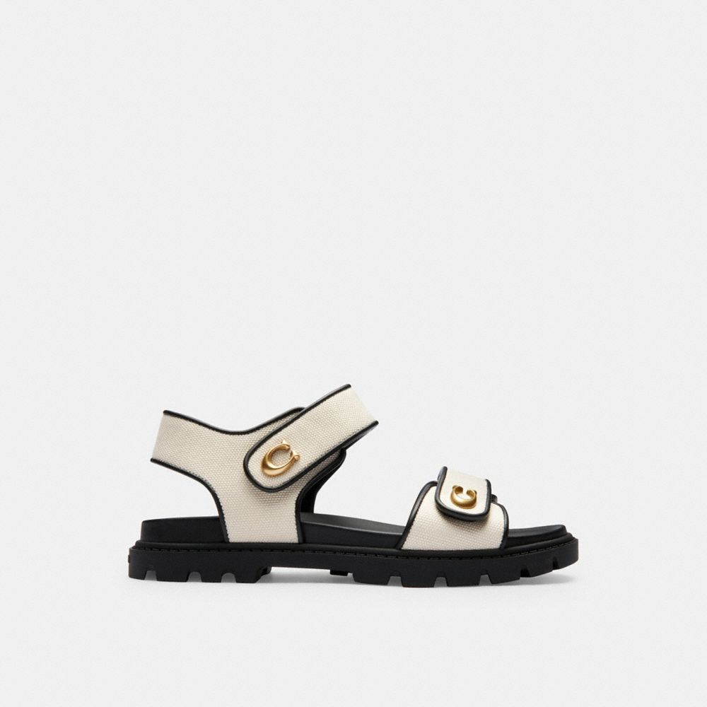 Chalk/Black Coach Brynn Sandal Women Sandals | 639FQXZVP