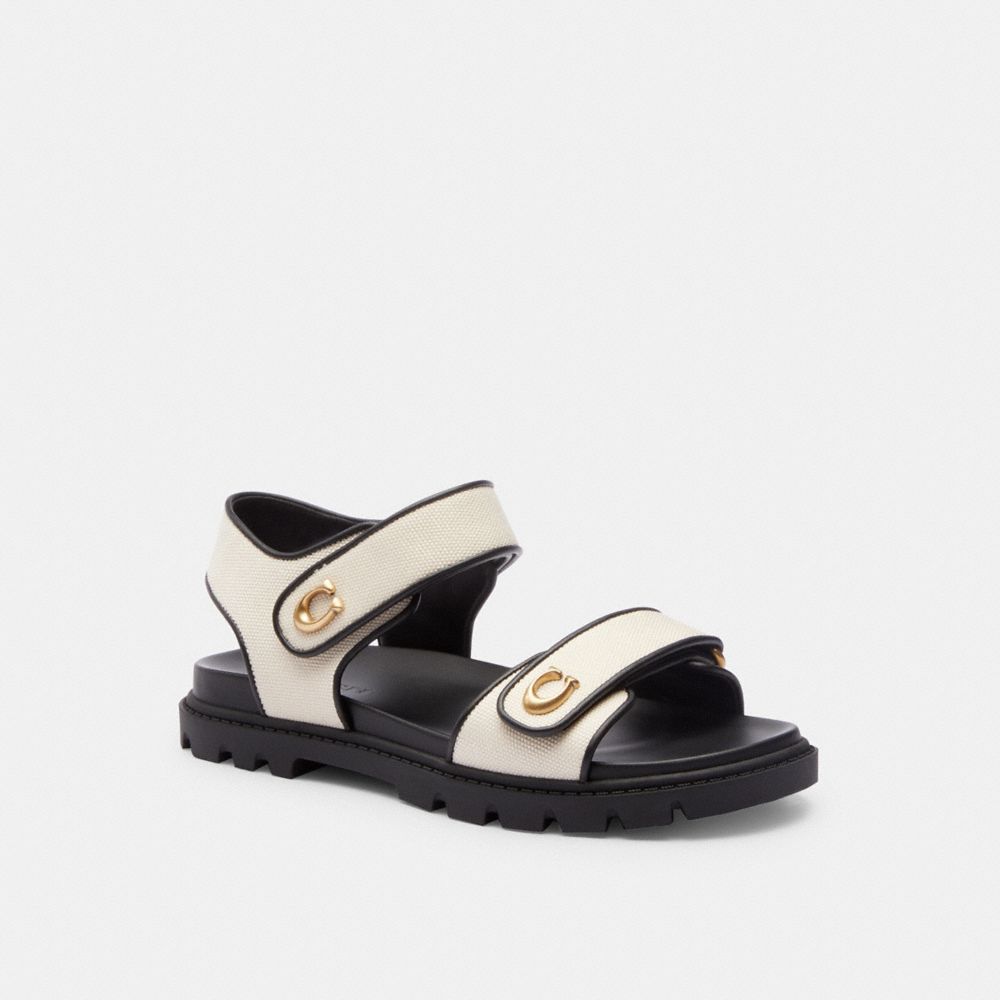 Chalk/Black Coach Brynn Sandal Women Sandals | 639FQXZVP