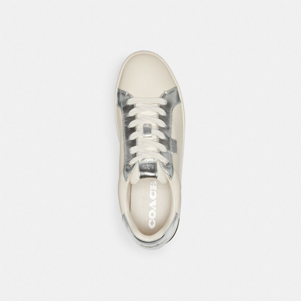 Chalk/Silver Coach Lowline Low Top Women Sneakers | 790ZKXCTG