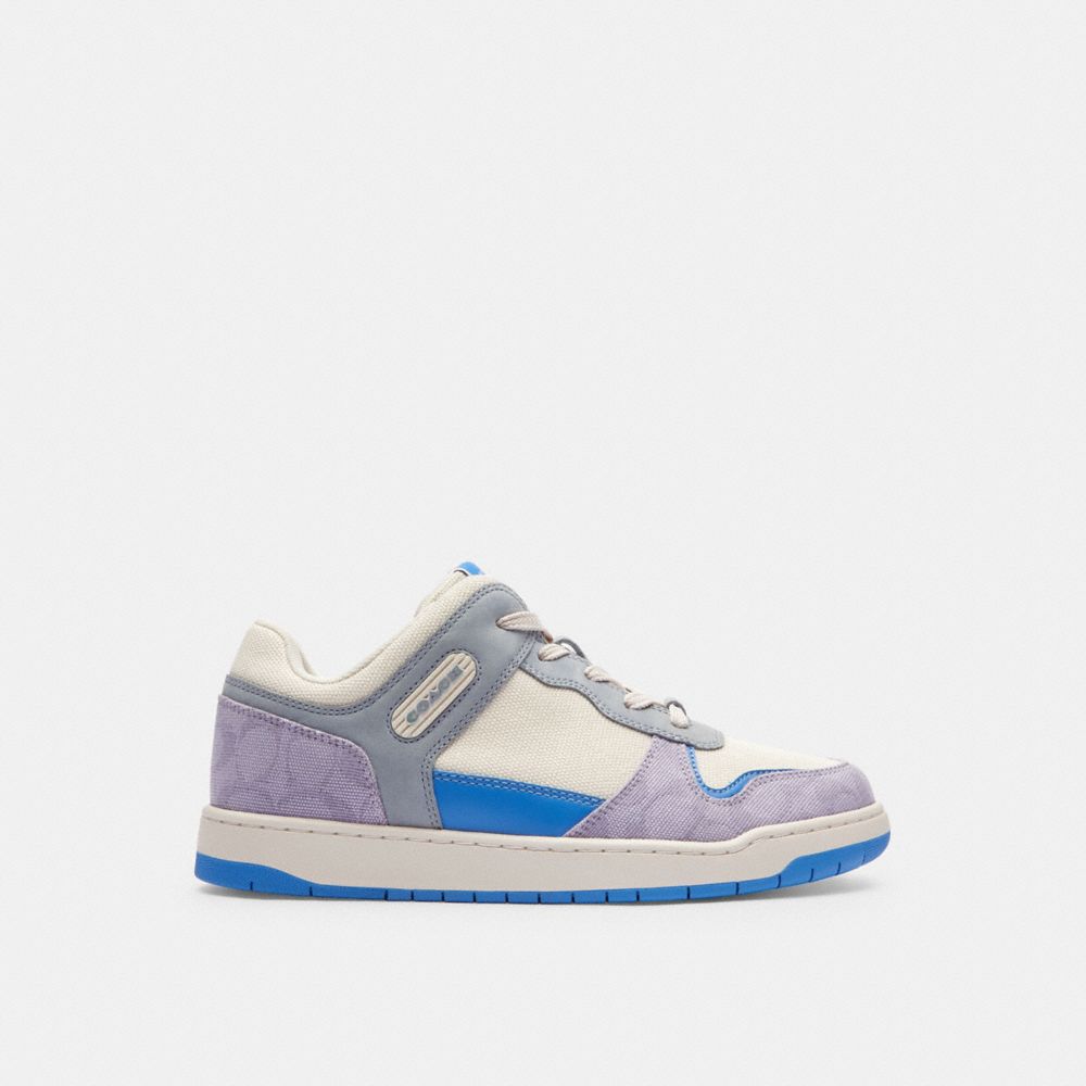 Chalk/Soft Purple Coach C201 Low Top In Signature Canvas Women Sneakers | 361HEMTVC