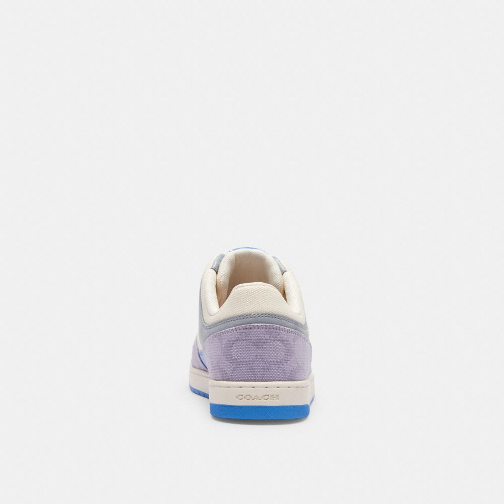 Chalk/Soft Purple Coach C201 Low Top In Signature Canvas Women Sneakers | 361HEMTVC