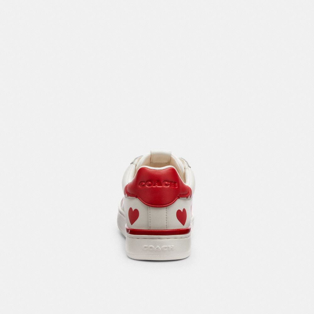 Chalk/Sport Red Coach Lowline Low Top With Valentine's Print Women Sneakers | 085BOFZQL